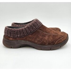 Dansko Womens Eartha Suede Clogs Comfort Warm Fall Shoes Brown Knit Cuff Size 37